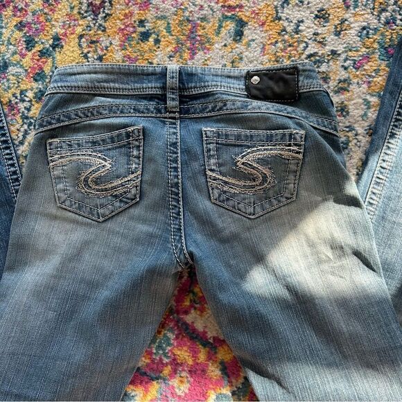 y2k low rise medium wash contrast stitch bootcut jeans by silver - Picture 2 of 6